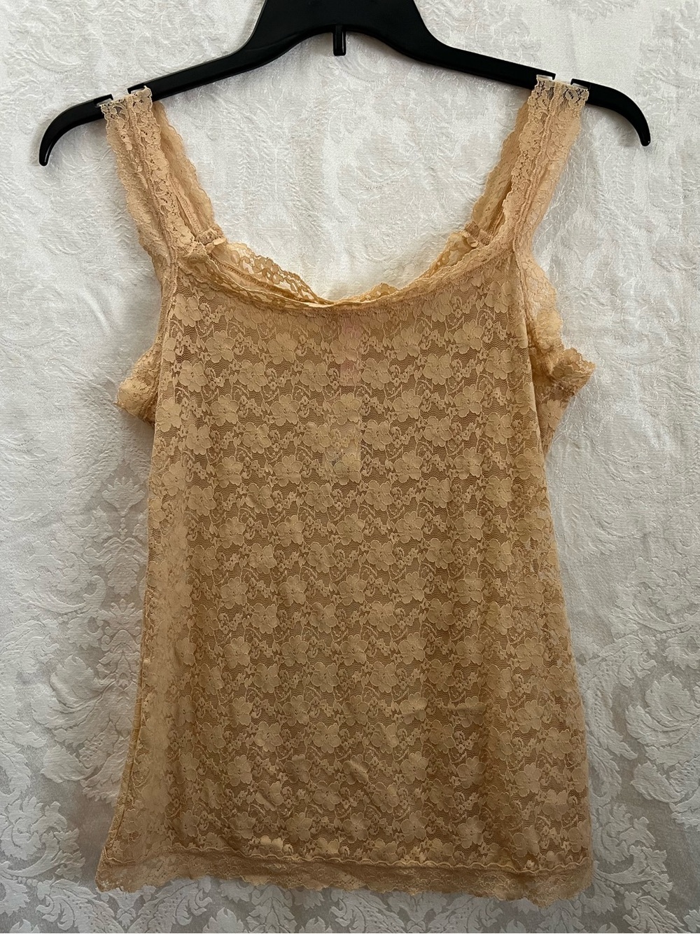Candie’s NWT All-Over Floral Stretch Lace Cami In Nude Size L Y2K Coquette New